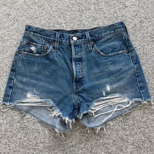 Levi's Blue Denim Distressed Shorts